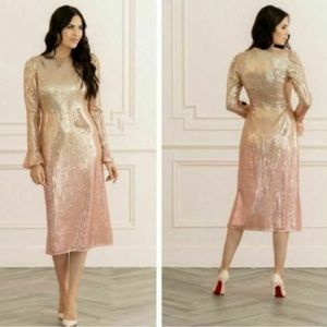 Rachel Parcell Sequin Long Sleeve Pink Ombré Dress Size XS